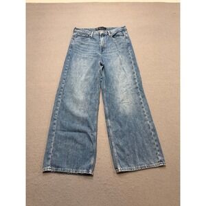 Y2K GAP Baggy Jeans Women's 10/30S Blue Medium Wash High Rise Wide Leg Whiskered